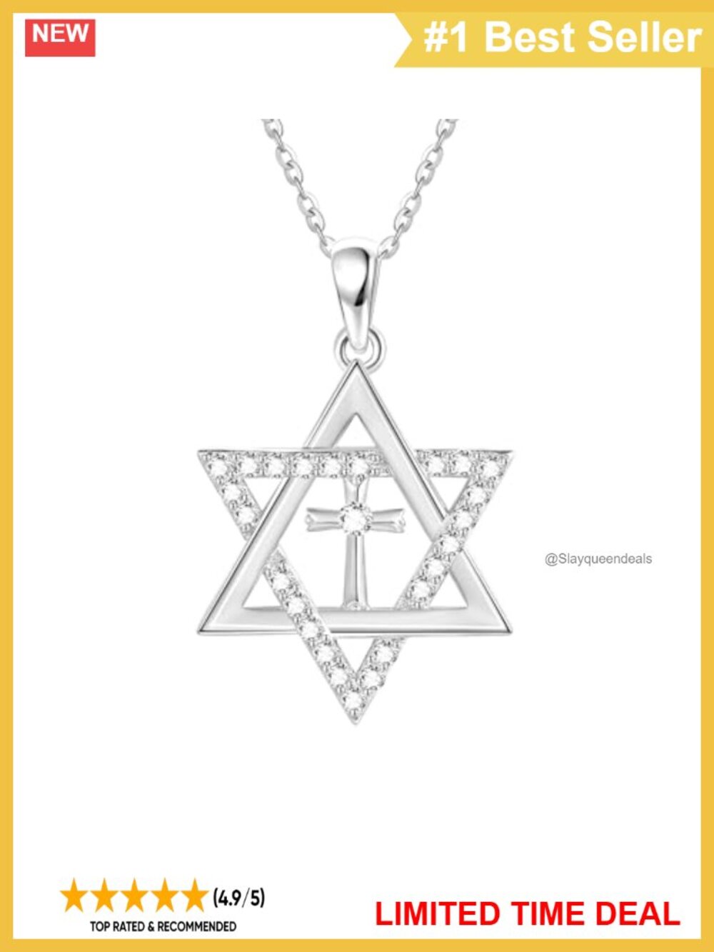 Sterling Silver Star of David Pendant Necklace 18+2in Chain